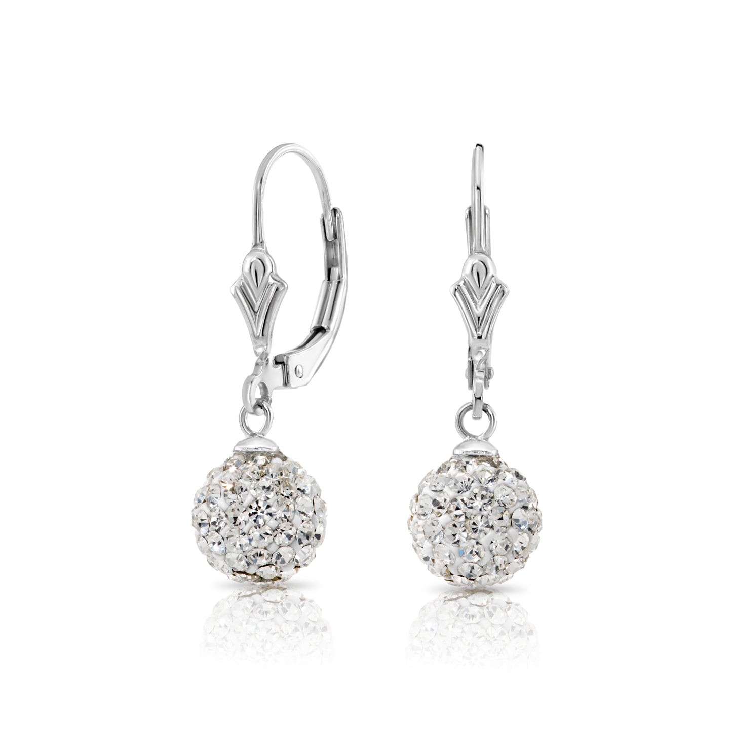 Sterling Silver Crystal Ball French-back Earrings