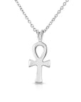 Ankh Cross Charm Necklace, Egyptian Key of Life in Sterling Silver