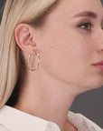 14k Yellow Gold Textured Hoop Earrings, The Spiral Collection