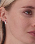 CZ Flower Dangle Stud Earrings in Sterling Silver