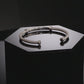 Long Bar Italian Cuff Bracelet in Sterling Silver with Gold Accents