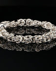 Byzantine Chain Bracelet, Chainmail Jewelry in , 8.75", Unisex in Sterling Silver