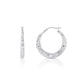 Bamboo Texture Round Hoop Earrings in 925 Sterling Silver