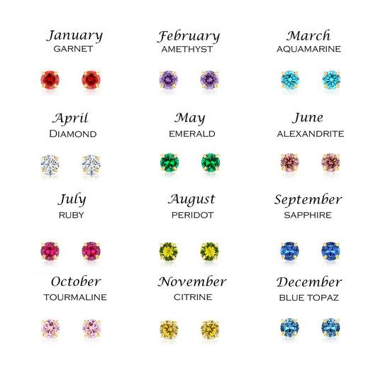 14k Yellow Gold Birthstone Solitaire Stud Earrings, 4mm