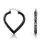Sterling Silver Fancy Glossy Black Diamond-cut Heart Hoop Earrings