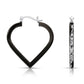 Sterling Silver Fancy Glossy Black Diamond-cut Heart Hoop Earrings