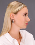 Sterling Silver Glossy Black Spiral Diamond Cut Hoop Earrings