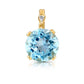 14k Yellow Gold Sky Blue Topaz Gemstone and Diamond Pendant