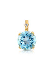 14k Yellow Gold Sky Blue Topaz Gemstone and Diamond Pendant