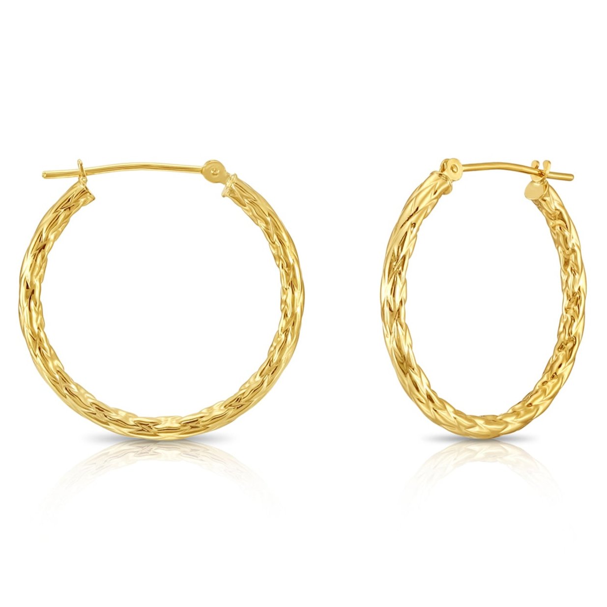 14k Yellow Gold Braided Round Hoop Earrings