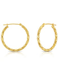 14k Yellow Gold Braided Round Hoop Earrings