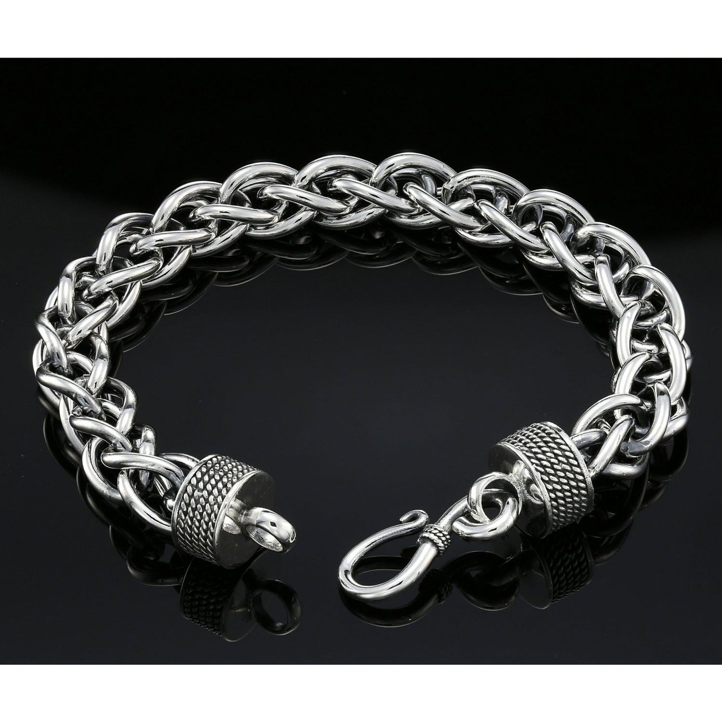 Dark Sterling Silver Handmade Byzantine Chain Bracelet. Unisex