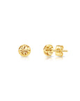 14K Yellow Gold Diamond Cut Half Ball Stud Earrings