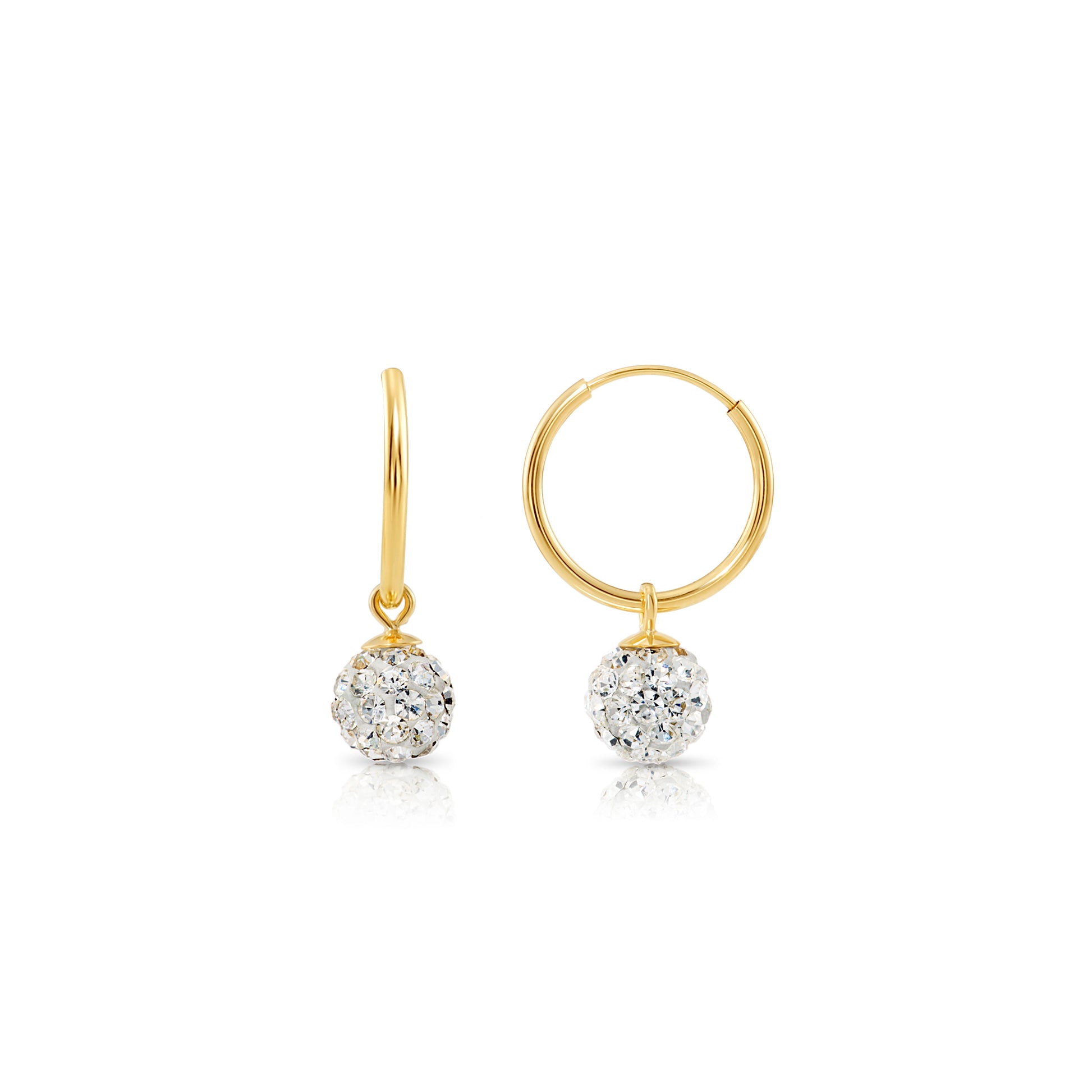 Gold hoops with diamond balls Outlet