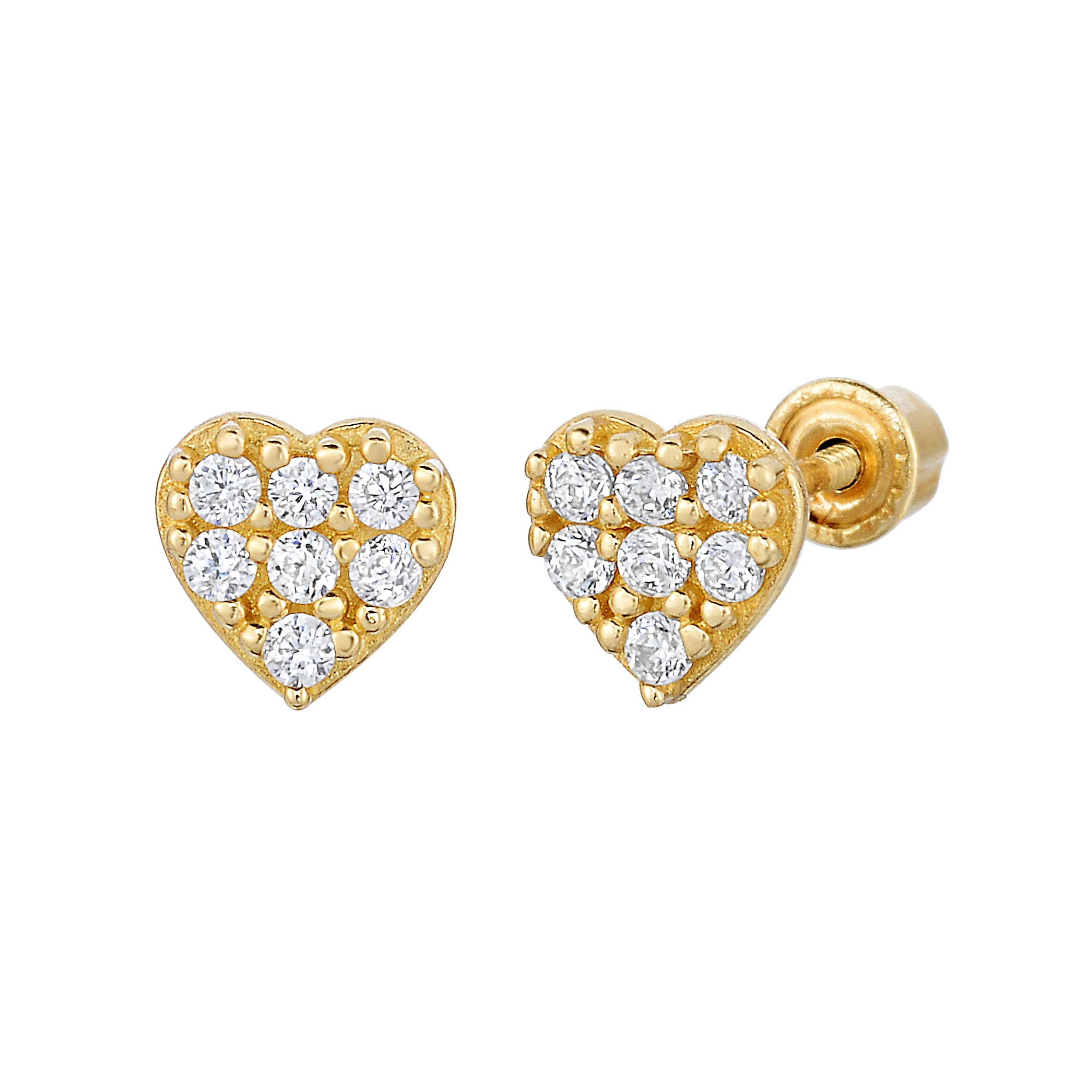 14k Gold Heart Shaped Stud Earrings