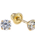 14K Yellow Gold Classic Solitaire Screwback Stud Earrings
