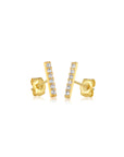 14k Yellow Gold Bar Stud Earrings