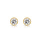 10k Yellow Gold Solitaire Halo Pushback Stud Earrings