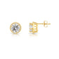 10k Yellow Gold Solitaire Halo Pushback Stud Earrings