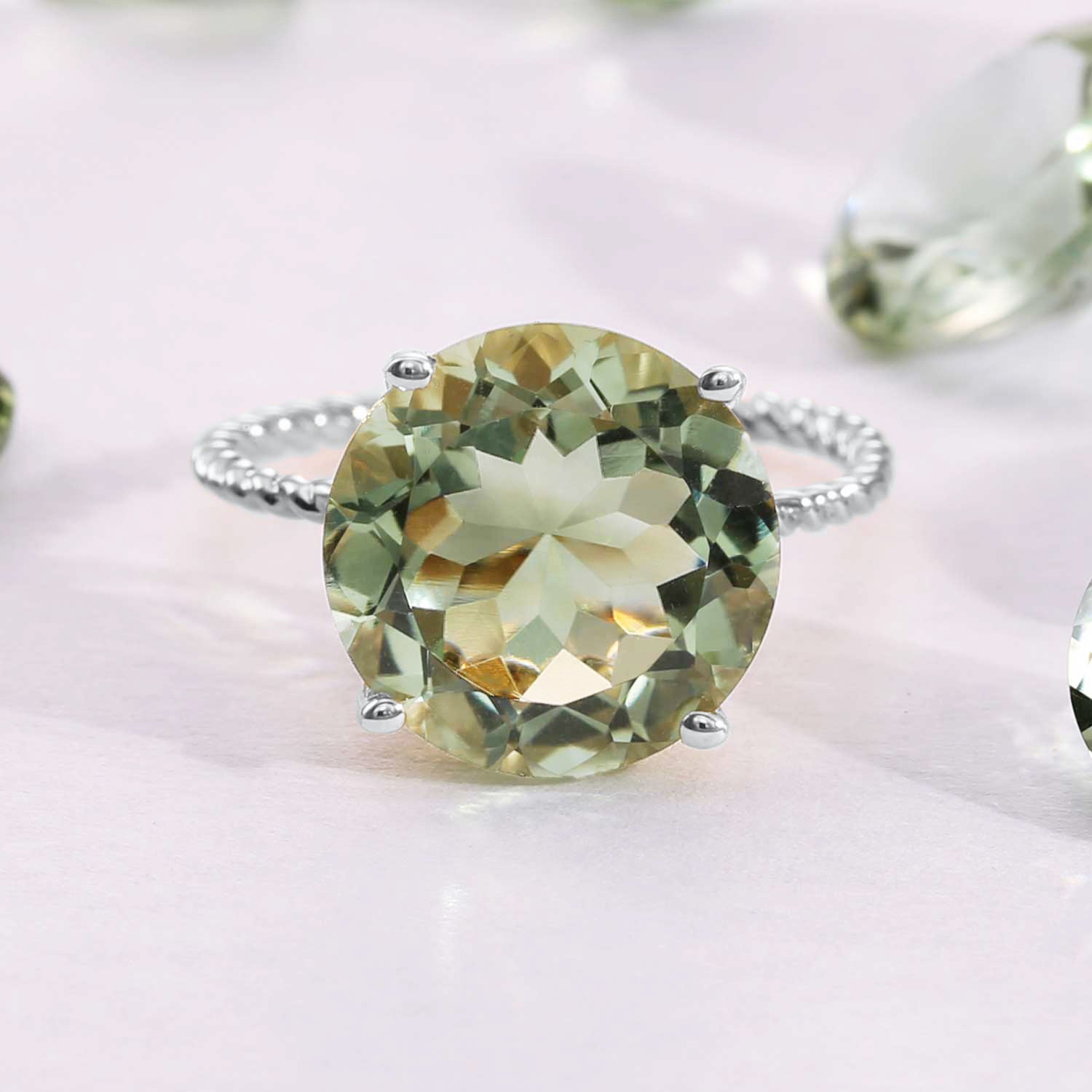 Sterling Silver 5 Carat Green Amethyst Gemstone Ring, &quot;Ms. Luscious&quot;