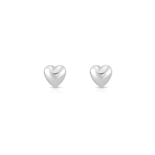 Sterling Silver Shiny Heart Stud Earrings