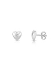 Sterling Silver Shiny Heart Stud Earrings