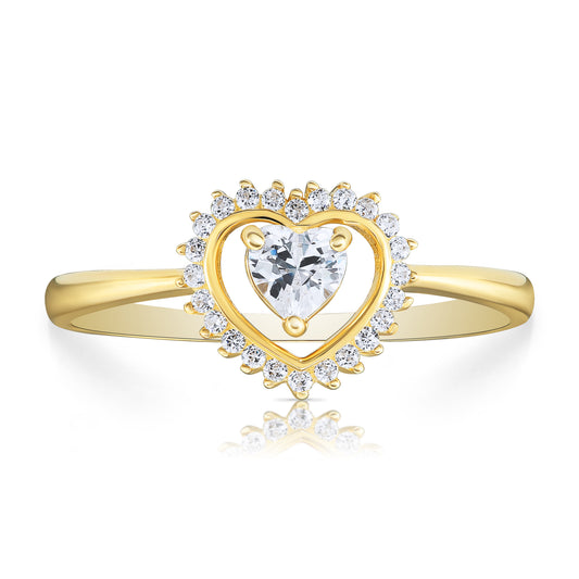 14k Yellow Gold Solitaire Heart Ring