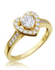 CZ Heart Engagement Ring Set, Gold Plated in Sterling Silver