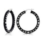 Sterling Silver Glossy Black Floral Diamond Cut Hoop Earrings