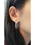 Glitter Finish Hoop Earrings in Sterling Silver