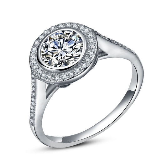 Sterling Silver Round CZ Halo Ring