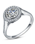 Sterling Silver Round CZ Halo Ring