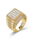 CZ Rolex-Inspired Mens Ring, Gold Plated in Sterling Silver