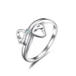 Double Open Heart Ring In Sterling Silver