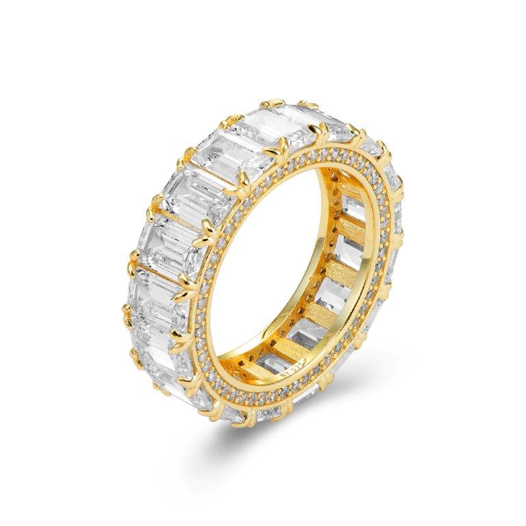 Sterling Silver Eternity Ring with Baguettes, Gold Plated