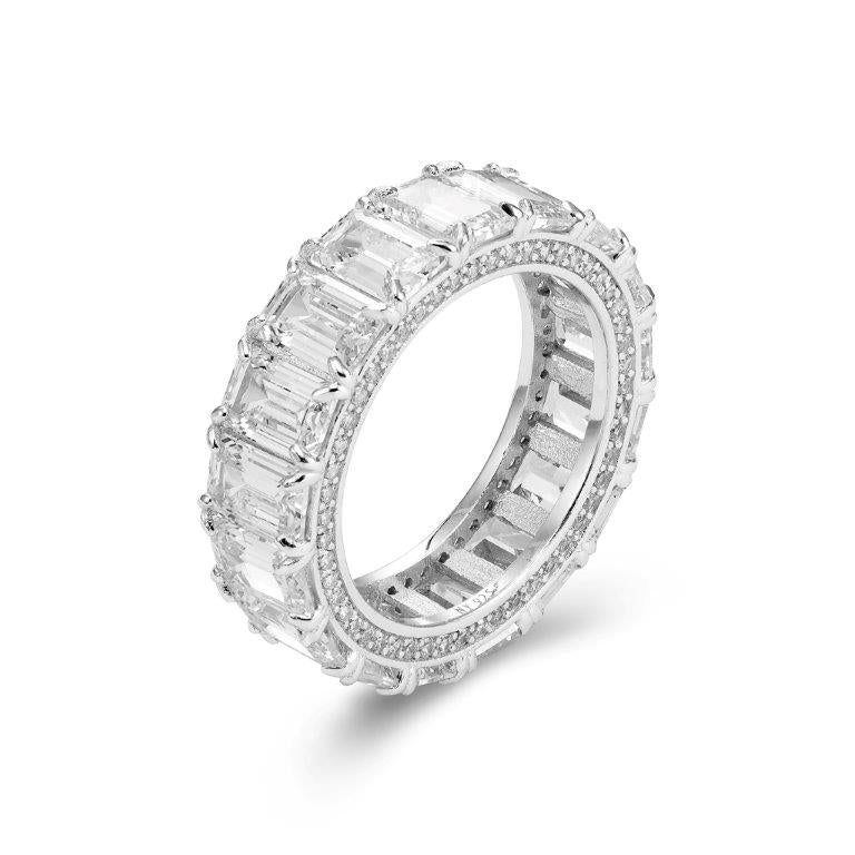 Sterling Silver Eternity Ring with Baguettes, Gold Plated
