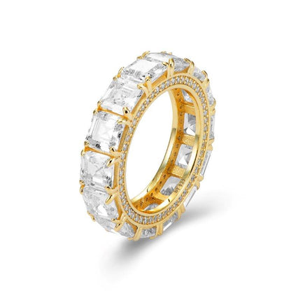 Sterling Silver Eternity Ring with Square Stones, Gold Plated