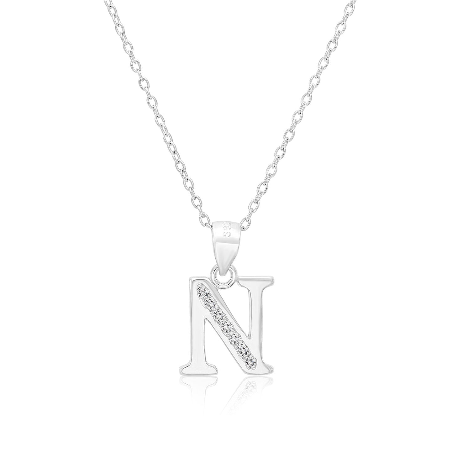 Sterling Silver Initial Charm Necklace, All Letters