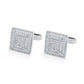 Sterling Silver Square Cuff-Links with Luxury grade Simulated Diamonds