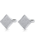 CZ Square Cuff-Links in Sterling Silver