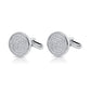 Sterling Silver Round Cuff-Links with Simulated Diamonds