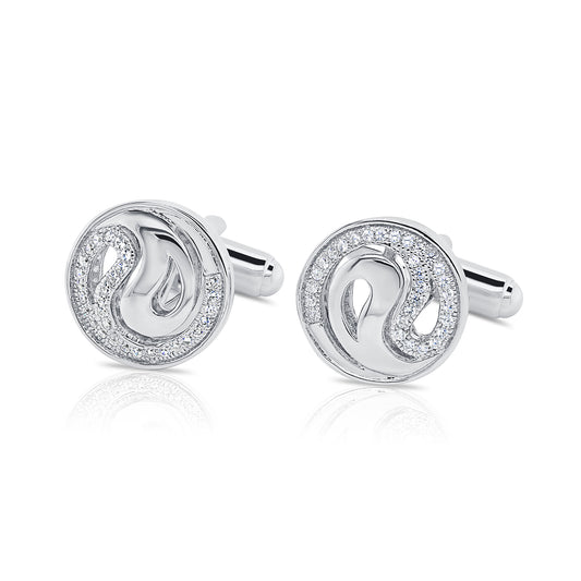 Sterling Silver Ying and Yang Style Cuff-Links