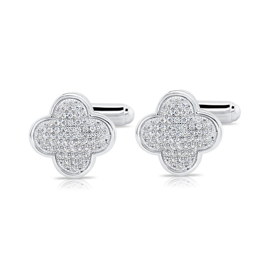 Sterling Silver Clover Cuff Links