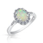 Sterling Silver Opal Halo Ring