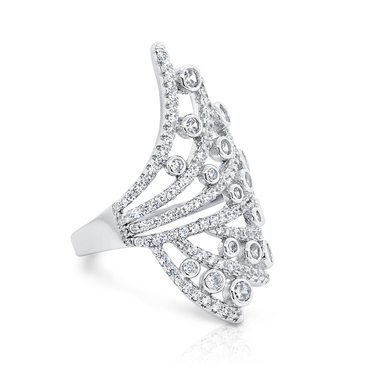 CZ Spiral Cocktail Ring in Sterling Silver