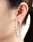 Twisted Round Hoop Earrings in Sterling Silver