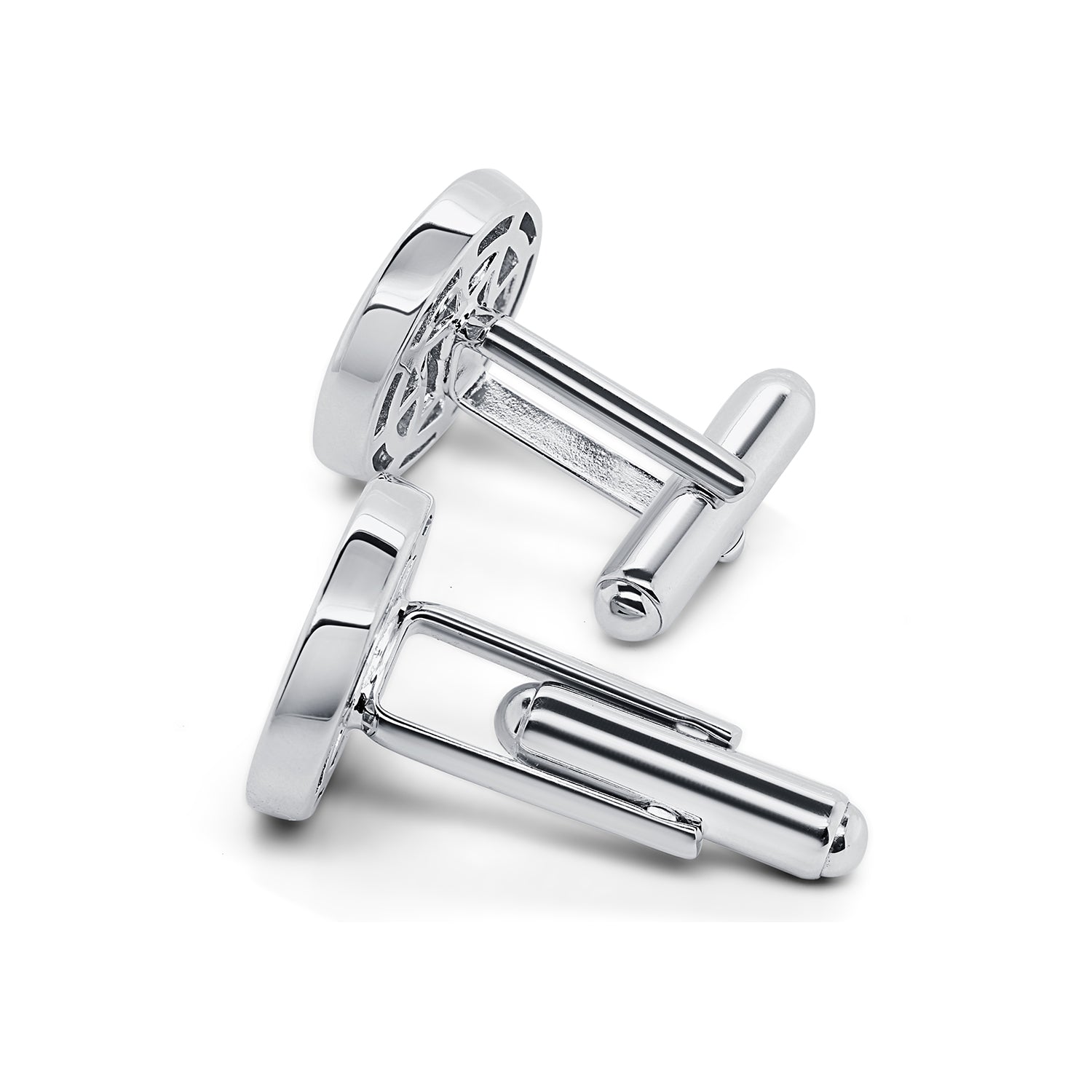 CZ Ying and Yang Style Cuff-Links in Sterling Silver