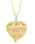 Heart Charm Necklace Yellow Gold Plated in Sterling Silver