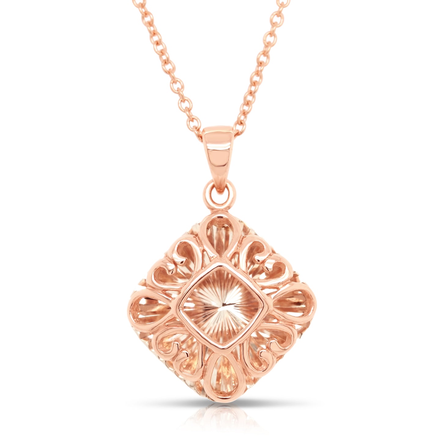 Sterling Silver Diamond Charm Necklace, Rose Gold Plated
