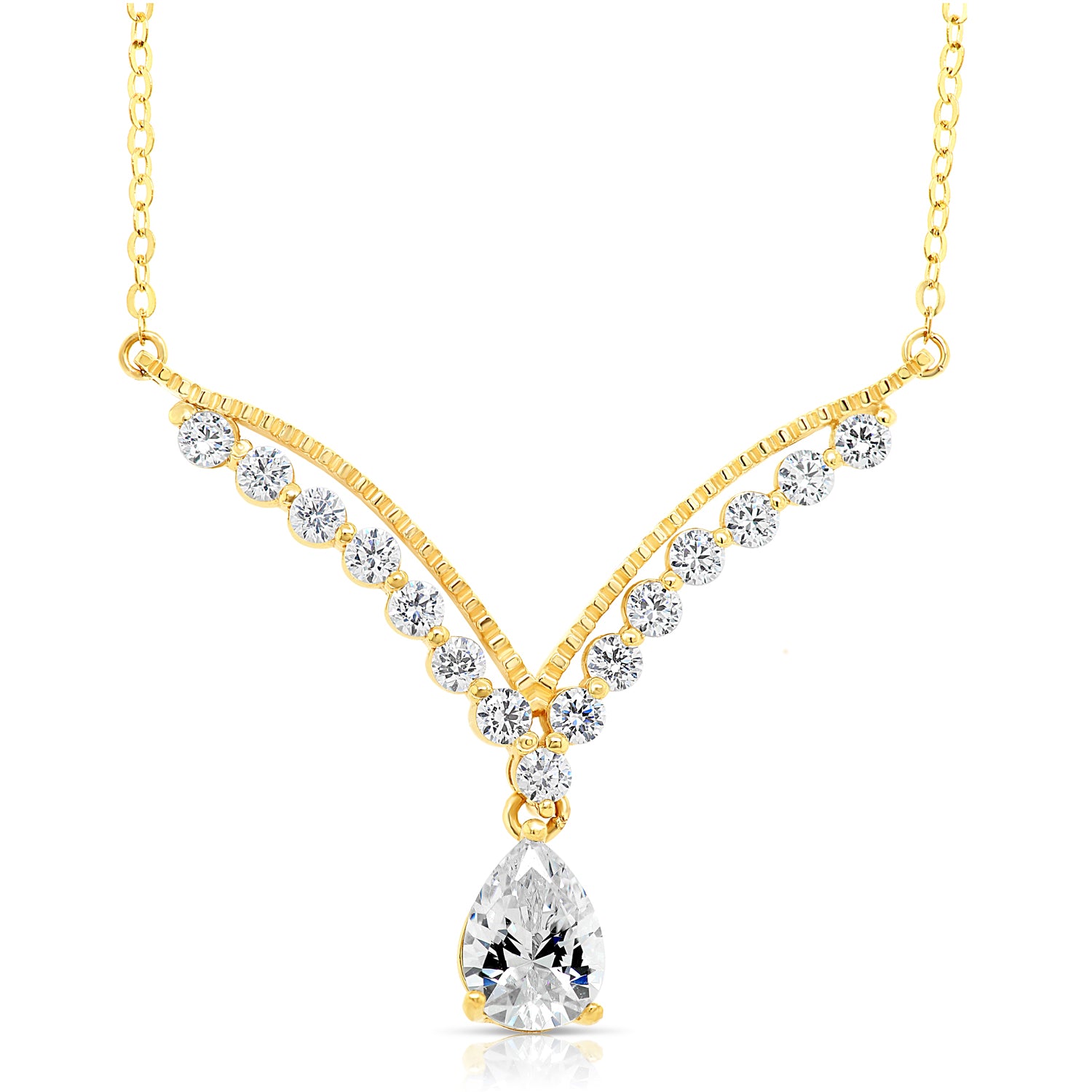 14K Yellow Gold Royal Teardrop Necklace